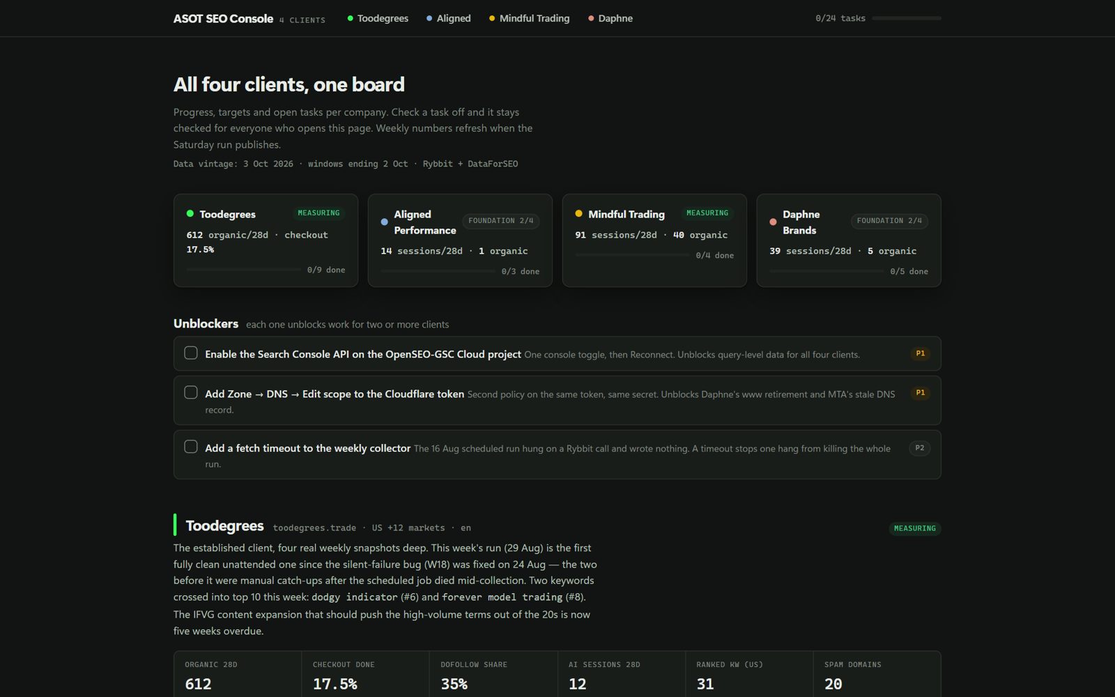Screenshot of the real SEO Console app