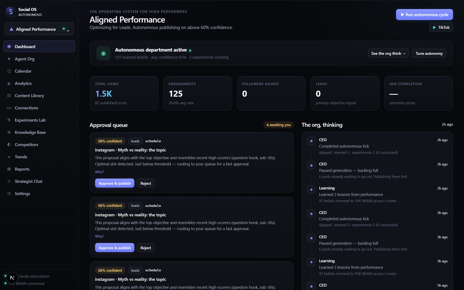 Screenshot of the real Social OS app